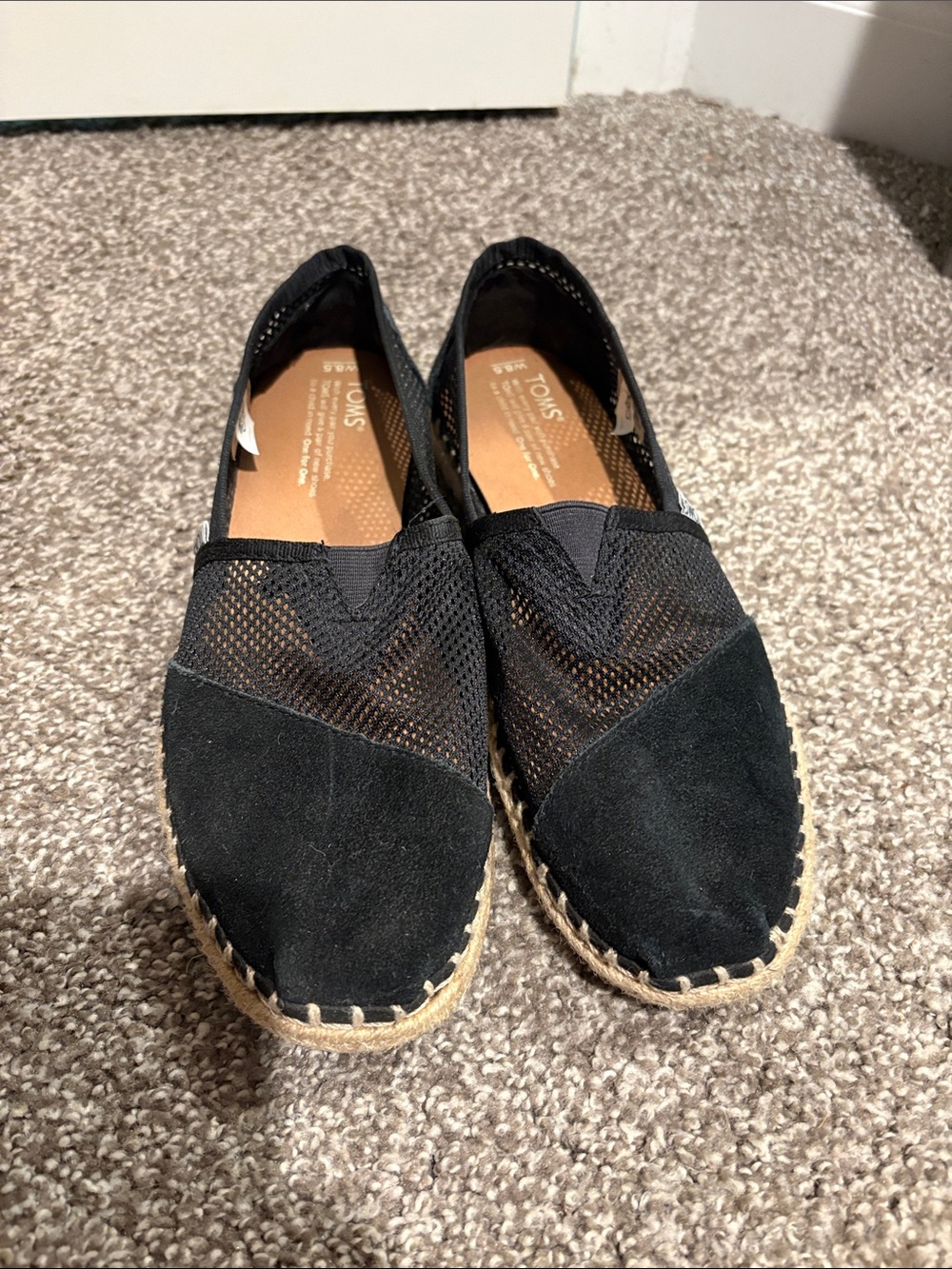 Toms Black Mesh & Suede Slip-On Espadrilles